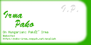 irma pako business card